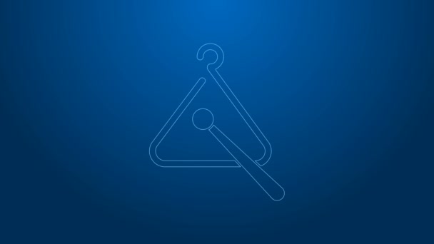 Línea blanca Triángulo icono de instrumento musical aislado sobre fondo azul. Animación gráfica de vídeo 4K - Imágenes, Vídeo
