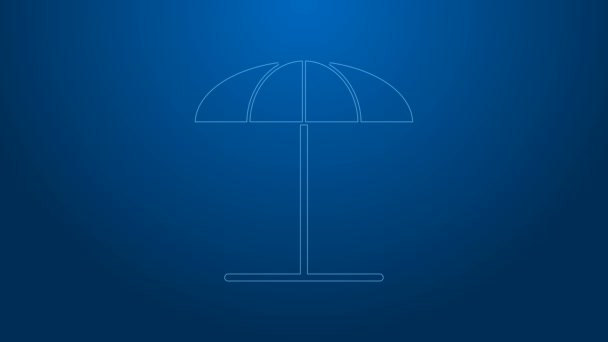 Біла лінія сонця захисна парасолька для значка пляжу ізольована на синьому фоні. Великий парасоль для відкритого простору. Пляжна парасолька. 4K Відео рух графічна анімація
 - Кадри, відео