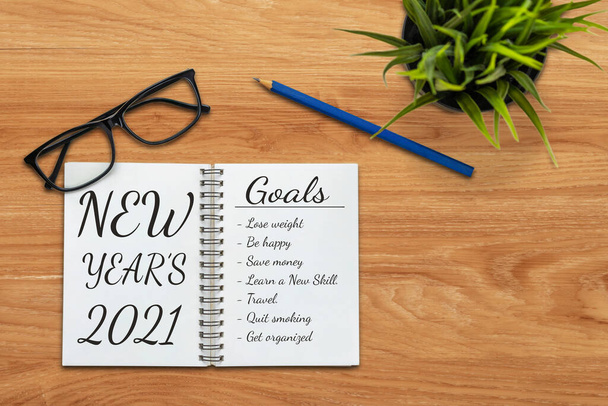 2021 Feliz Ano Novo Lista de Metas de Resolução - Foto, Imagem