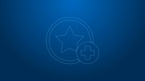 White line Star icon isolated on blue background. Favorite, best rating, award symbol. Add to concept. 4K Video motion graphic animation - Footage, Video