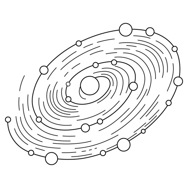 Szaturnusz bolygó gyűrű folyamatos vonal rajz, tetoválás, nyomtatás ruhák és logó design, sziluett egy vonal fehér háttér. - Vektor, kép