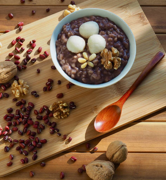 Korean food Red bean porridge and Walnut - Photo, Image