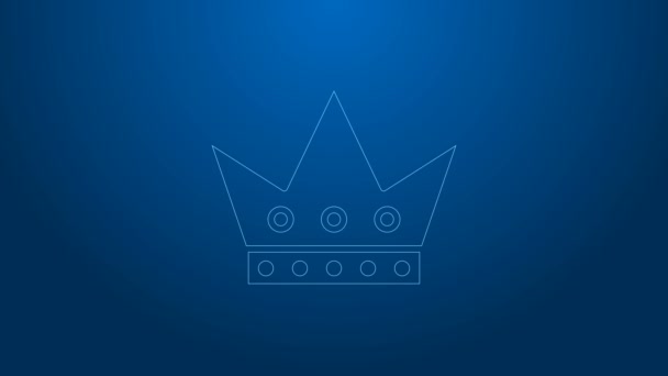 Fehér vonal Király játék kártya ikon elszigetelt kék háttérrel. Kaszinó. 4K Videó mozgás grafikus animáció - Felvétel, videó