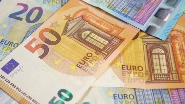 Euro banknotes close up. A lot of money. Business financial concept. Dolly Shot - Video