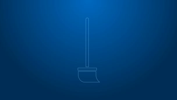 White line Mop icon isolated on blue background. Cleaning service concept. 4K Video motion graphic animation - Footage, Video