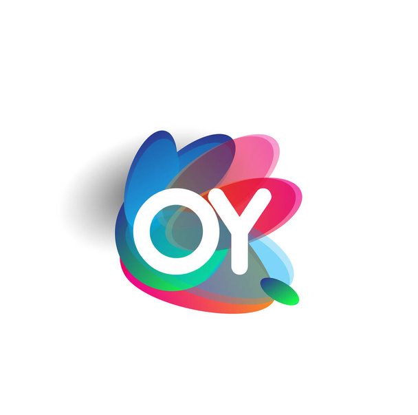 Letter OY logo with colorful splash background, letter combination logo design for creative industry, web, business and company. - ベクター画像