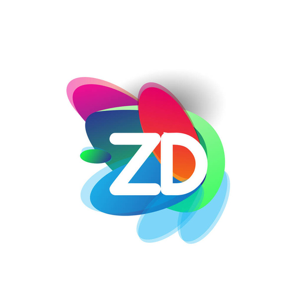 Letter ZD logo with colorful splash background, letter combination logo design for creative industry, web, business and company. - Вектор, зображення