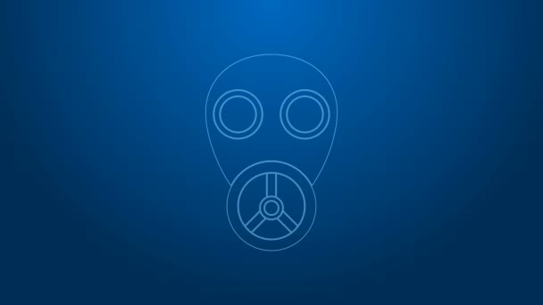 White line Gas mask icon isolated on blue background. Respirator sign. 4K Video motion graphic animation - Footage, Video