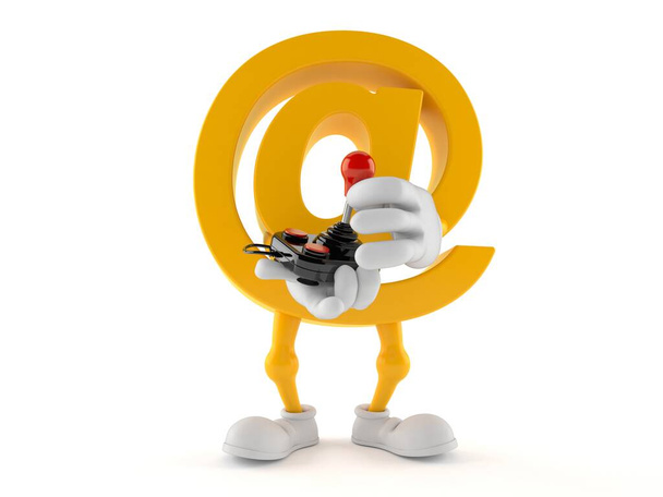 Personaje de correo electrónico con joystick retro aislado sobre fondo blanco. ilustración 3d - Foto, Imagen