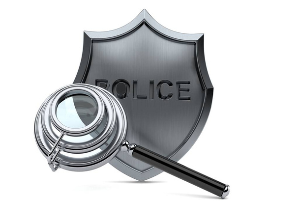 Police badge with magnifying glass - Foto, Imagen
