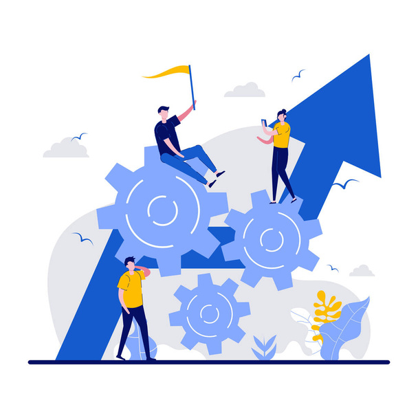 Dedicated team, software development professionals, business model in IT concept with character. Team building and leadership abstract illustration. Career growth and job opportunities metaphor. - Vector, Image