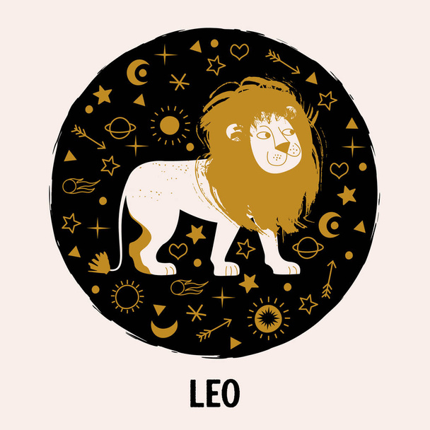 Sign of the zodiac Leo. Constellation of Leo. Vector illustration in flat style. Horoscope and astrology - Διάνυσμα, εικόνα
