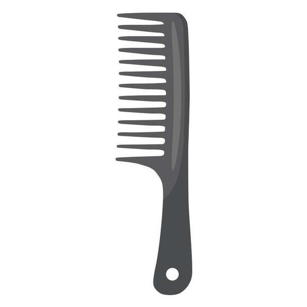Comb. A dark grey plastic comb for untangling and combing tangled wet and dry hair.Vector illustration isolated on a white background for design and web. - Vector, imagen