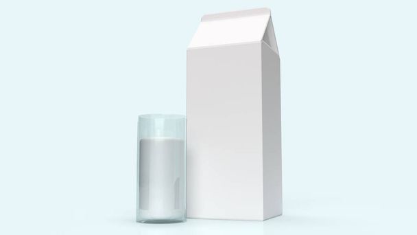 The glass milk and milk box for food content 3d rendering. - Photo, Image