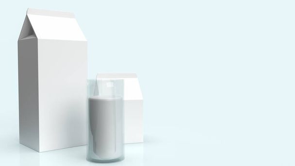 La leche de vidrio y la caja de leche para el contenido de alimentos 3d renderizado. - Foto, imagen