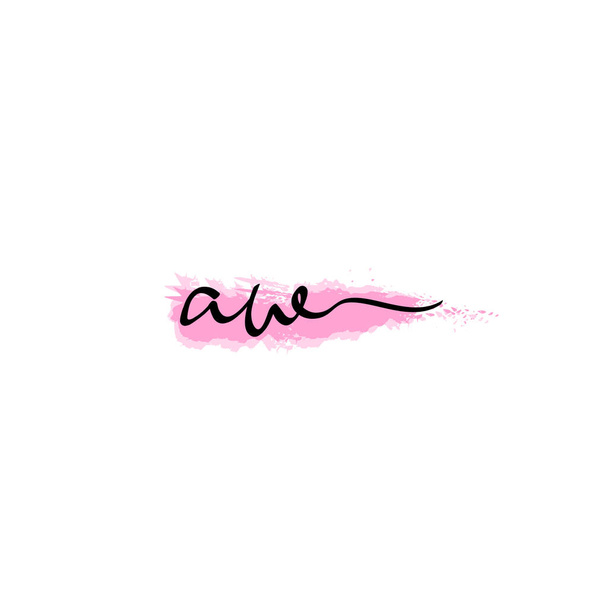 AW inicial caligrafia do conceito de logotipo inicial - Vetor, Imagem