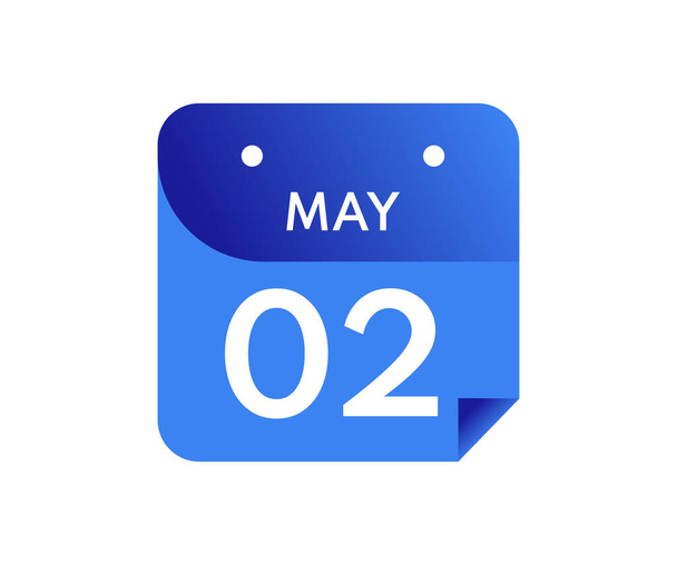 2 травня - одноденний календар, ізольований на білому тлі - Вектор, зображення