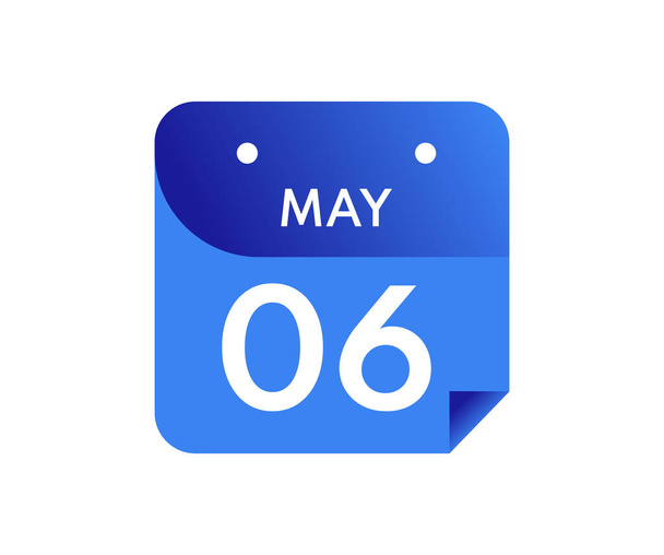 Május 6., Egynapos naptár elszigetelt fehér alapon - Vektor, kép