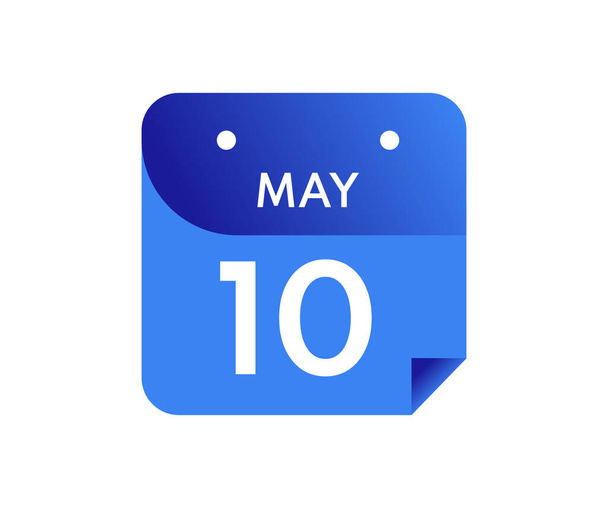 10 мая, один день в календаре изолированы на белом фоне - Вектор,изображение