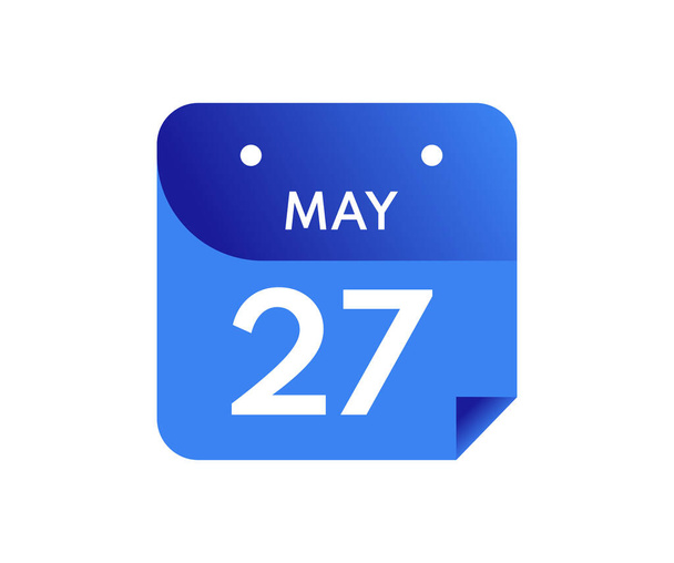27 mei, Enkele dag in kalender geïsoleerd op witte achtergrond - Vector, afbeelding