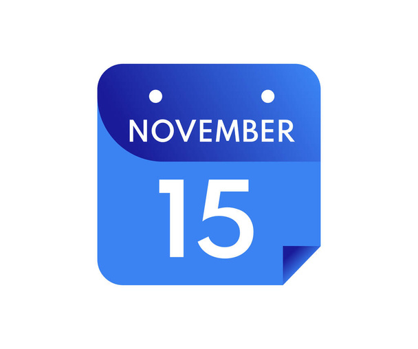 15 листопада - одноденний календар, ізольований на білому тлі - Вектор, зображення