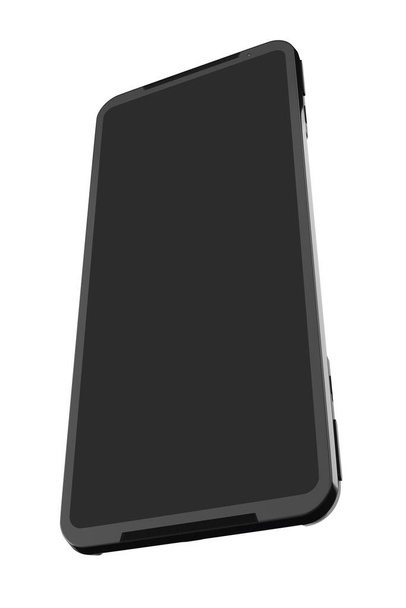 Front view of black smartphone with empty screen, concept of mobile gaming. 3D rendering isolated with clipping path - Photo, image