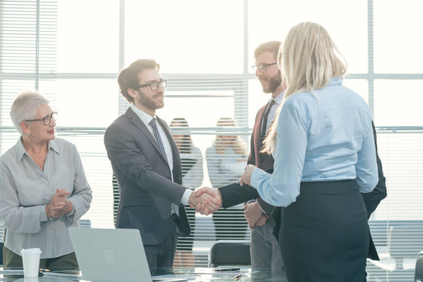 business people shaking hands at an office meeting - Photo, image