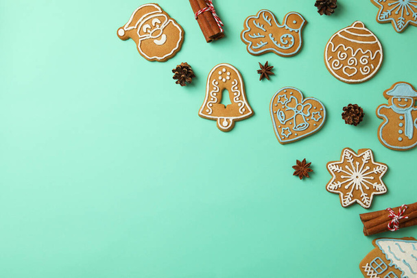 Nane arkaplanda lezzetli Noel kurabiyesi, metin için yer - Fotoğraf, Görsel