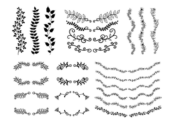 conjunto de bordes decorativos vectoriales con diferentes flores - Vector, Imagen
