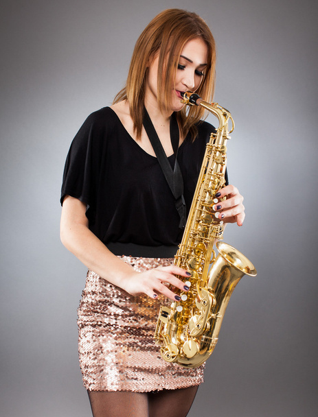 Saxophone player closeup - Fotoğraf, Görsel
