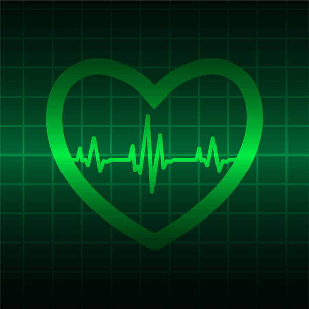 szívverés ikon egy fekete háttér - Vektor, kép