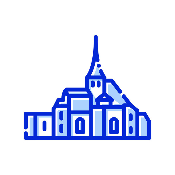 Mont St. Michel, Francia, Castillo, fortaleza iconos vectoriales totalmente editable - Vector, imagen