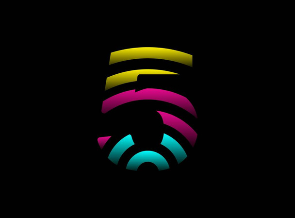 5-Ziffern-Vektordesign, Cmyk-Schrift-Logo. Dynamische Spaltung rosa, blau, gelb auf schwarzem Hintergrund. Für soziale Medien, Gestaltungselemente, kreative Poster, Webvorlagen     - Vektor, Bild