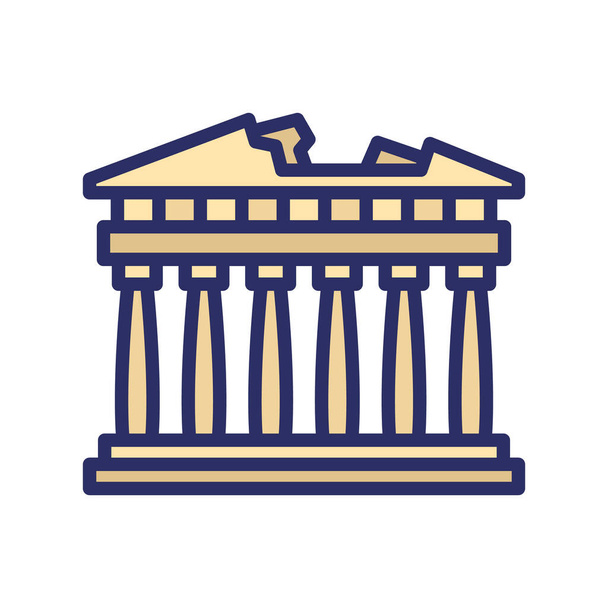 Acropolis, Athens, Greece, monuments fully editable vector icons - Vector, Image