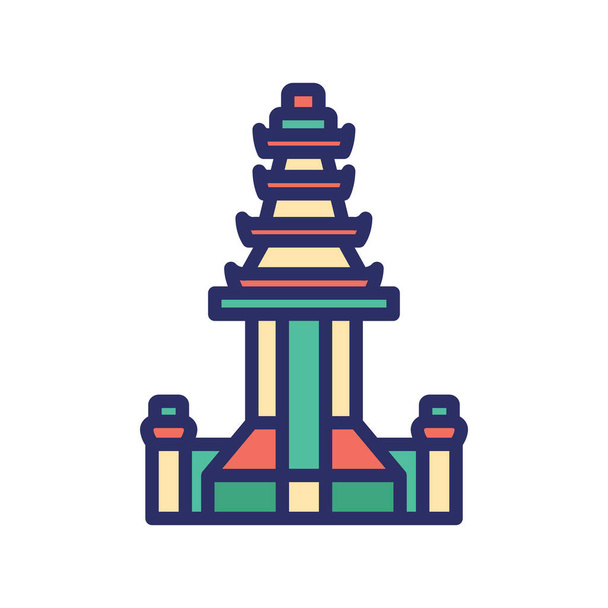 Ναός του Besakih, Μπαλί, Ινδονησία, ναός πλήρως επεξεργάσιμο διανυσματικά εικονίδια - Διάνυσμα, εικόνα