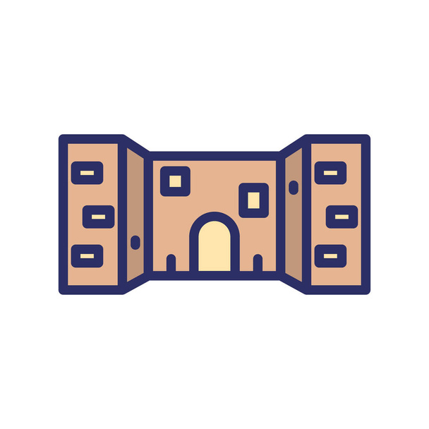 Damašek brána, Jeruzalém, Izrael, Brána milosrdenství plně upravitelné vektorové ikony - Vektor, obrázek