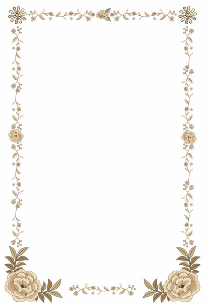 Floral frame inspired by embroidered fabrics in vintage oriental style - Wektor, obraz