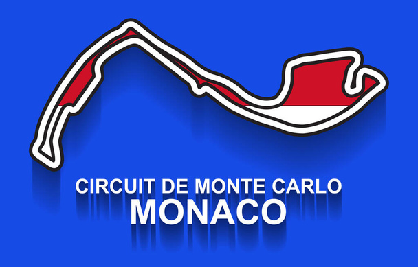 Гран-Прі Монако для Формули-1 або Формули-1 з прапором. Детальний гоночний трек або національне коло - Вектор, зображення