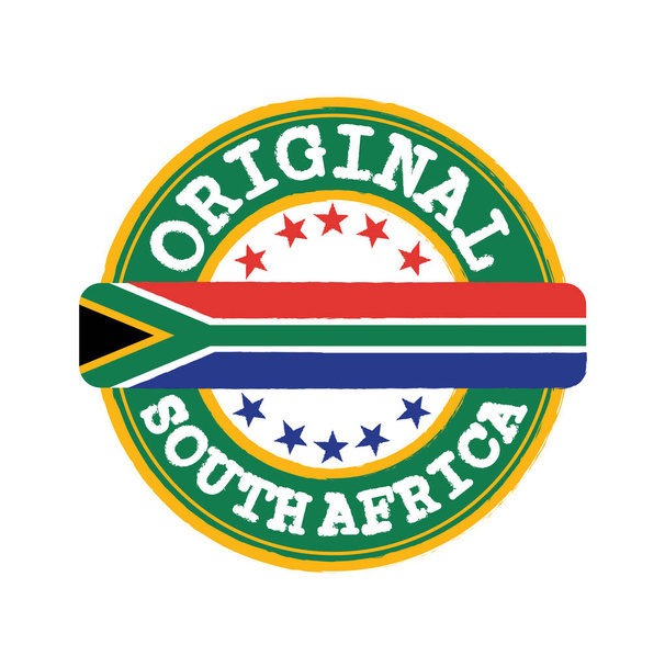 Векторная печать оригинального логотипа с текстом ЮАР и повязкой посередине с надписью "Нация". Штамп подлинника из Южной Африки. - Вектор,изображение