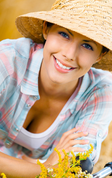 Girl in straw hat - Photo, image