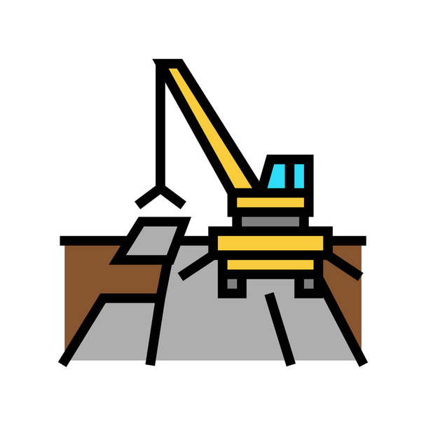 crane road construction color icon vector illustration - Vector, Image