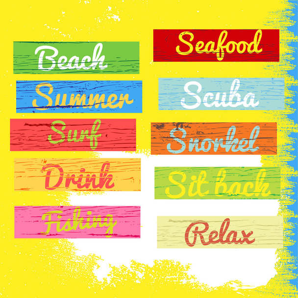 Banner de pintura de madeira colorida de tempo de verão
 - Vetor, Imagem