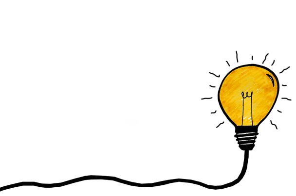 Symbole lumineux de l'ampoule sur fond blanc. Concept d'idées créatives et d'innovation. - Photo, image