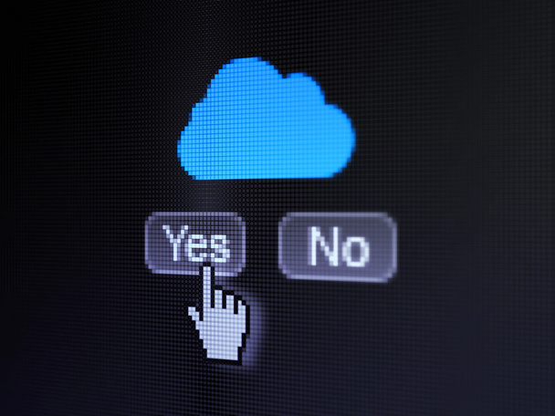 Cloud computing koncepció: Cloud digitális számítógép képernyőjén - Fotó, kép