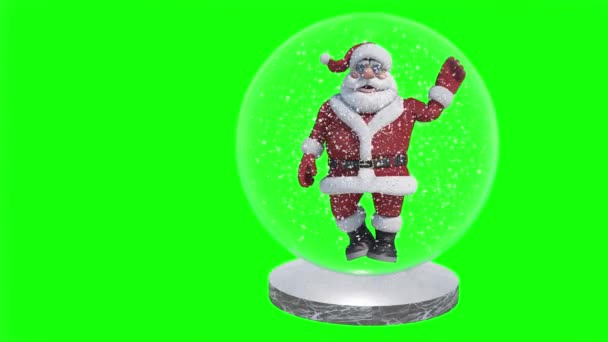 Bola de vidro de neve de Natal globo e Santa 3d render - Filmagem, Vídeo