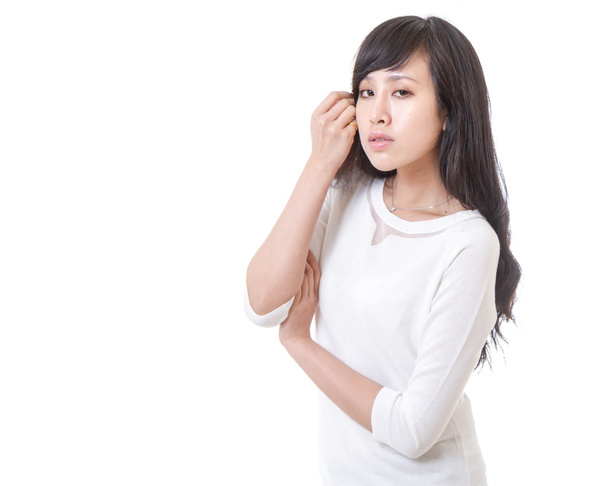 Chinese female model against white background - Foto, imagen