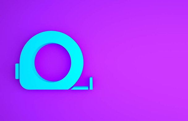 Blue Roulette bouwpictogram geïsoleerd op paarse achtergrond. Tape maatregel symbool. Minimalisme concept. 3d illustratie 3D renderen. - Foto, afbeelding