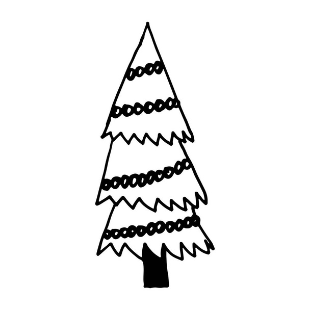Decorated Christmas tree illustration - Vettoriali, immagini