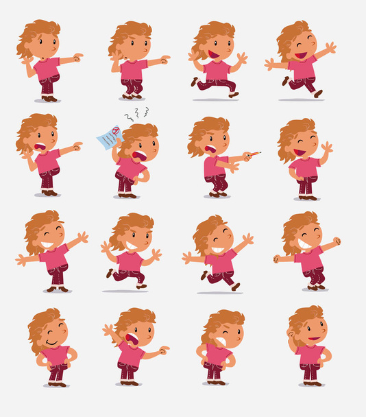 Мультфильм персонаж белая маленькая девочка. Набор с различными постурами - Вектор,изображение
