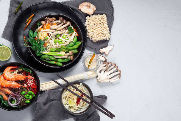 Various of asian meals. Asian food concept. Chinese or Thai cuisine. Top view, copy space - 写真・画像